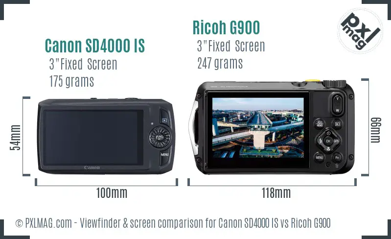 Canon SD4000 IS vs Ricoh G900 Screen and Viewfinder comparison Canon SD4000 IS vs Ricoh G900 Screen and Viewfinder comparison