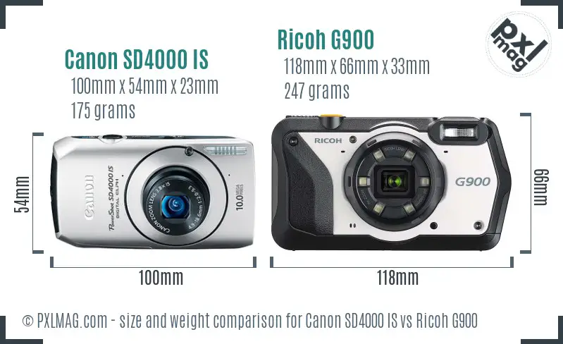 Canon SD4000 IS vs Ricoh G900 size comparison Canon SD4000 IS vs Ricoh G900 size comparison