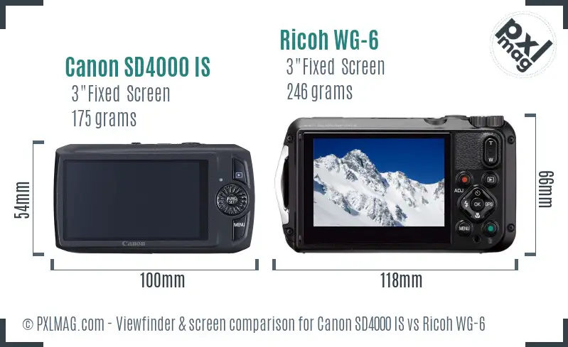 Canon SD4000 IS vs Ricoh WG-6 Screen and Viewfinder comparison Canon SD4000 IS vs Ricoh WG-6 Screen and Viewfinder comparison