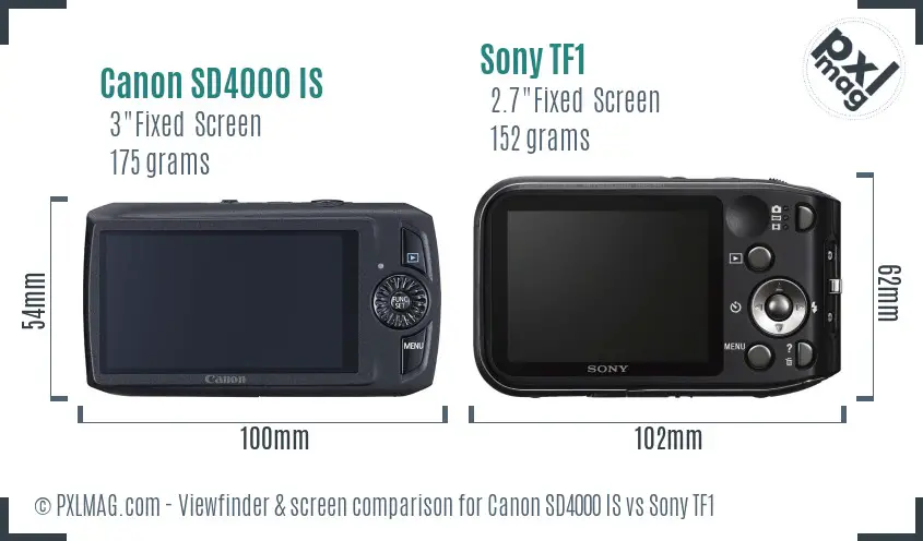 Canon SD4000 IS vs Sony TF1 Screen and Viewfinder comparison