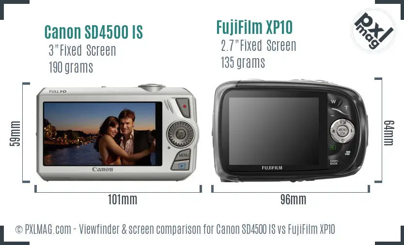 Canon SD4500 IS vs FujiFilm XP10 Screen and Viewfinder comparison