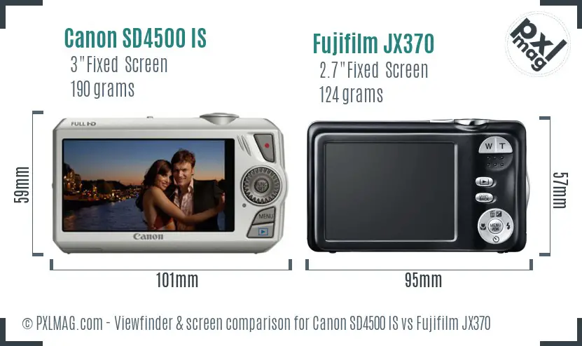 Canon SD4500 IS vs Fujifilm JX370 Screen and Viewfinder comparison