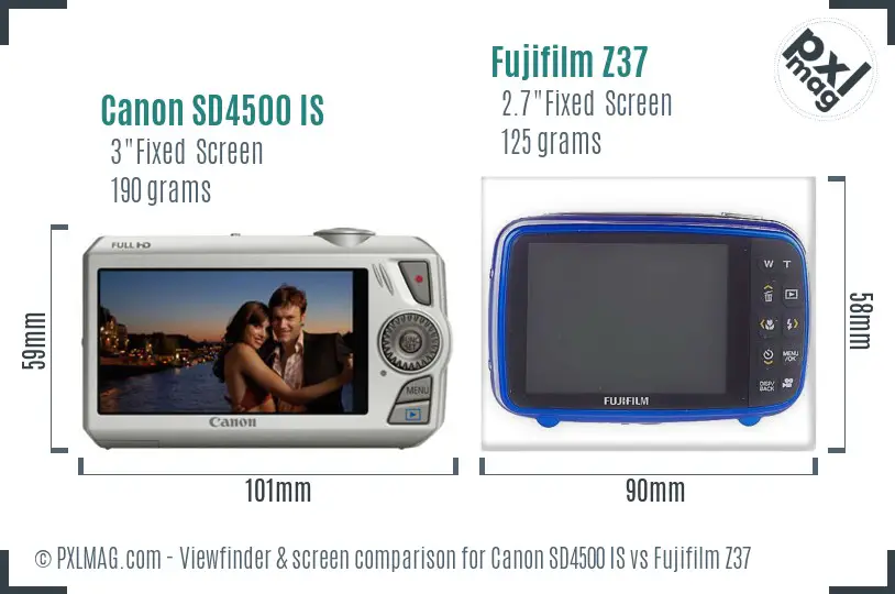 Canon SD4500 IS vs Fujifilm Z37 Screen and Viewfinder comparison Canon SD4500 IS vs Fujifilm Z37 Screen and Viewfinder comparison