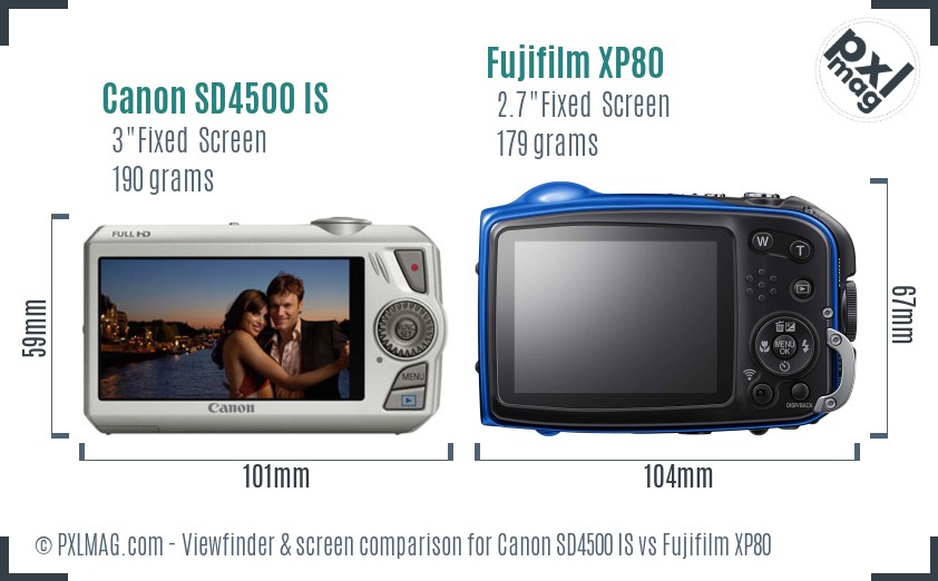 Canon SD4500 IS vs Fujifilm XP80 Screen and Viewfinder comparison