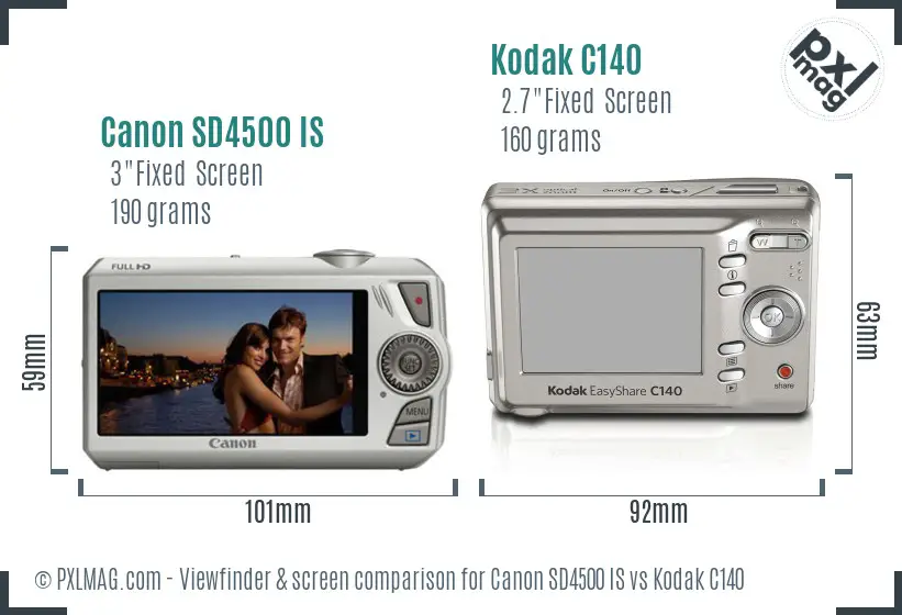 Canon SD4500 IS vs Kodak C140 Screen and Viewfinder comparison