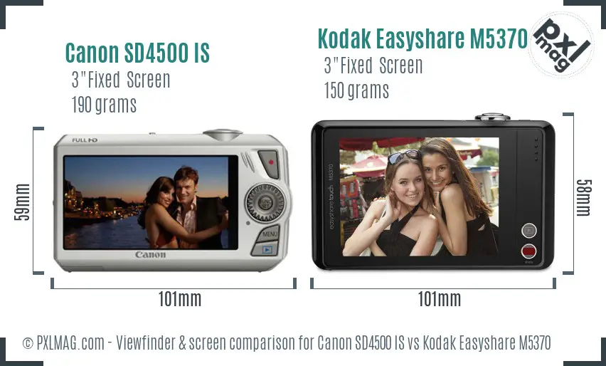 Canon SD4500 IS vs Kodak Easyshare M5370 Screen and Viewfinder comparison