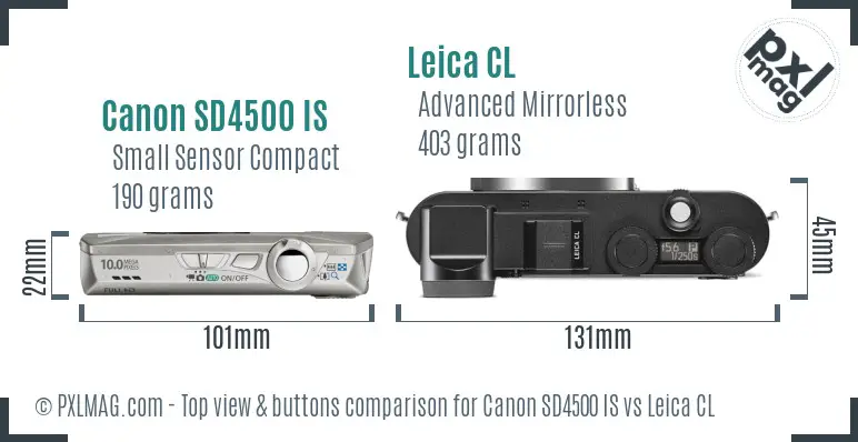 Canon SD4500 IS vs Leica CL top view buttons comparison