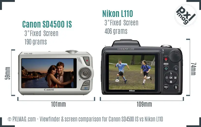 Canon SD4500 IS vs Nikon L110 Screen and Viewfinder comparison Canon SD4500 IS vs Nikon L110 Screen and Viewfinder comparison