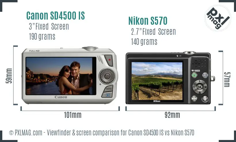 Canon SD4500 IS vs Nikon S570 Screen and Viewfinder comparison Canon SD4500 IS vs Nikon S570 Screen and Viewfinder comparison