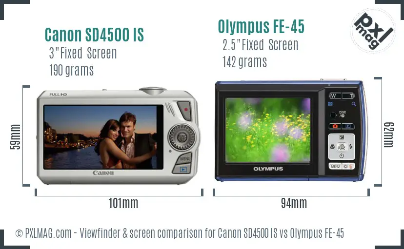 Canon SD4500 IS vs Olympus FE-45 Screen and Viewfinder comparison Canon SD4500 IS vs Olympus FE-45 Screen and Viewfinder comparison
