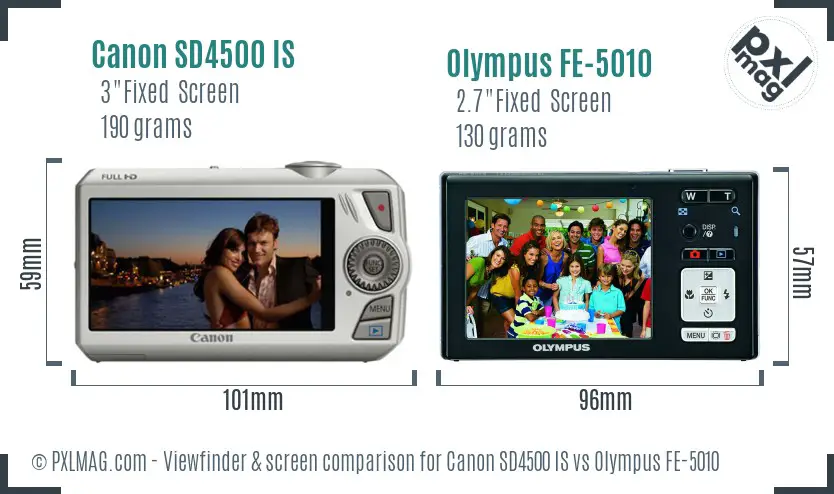 Canon SD4500 IS vs Olympus FE-5010 Screen and Viewfinder comparison Canon SD4500 IS vs Olympus FE-5010 Screen and Viewfinder comparison