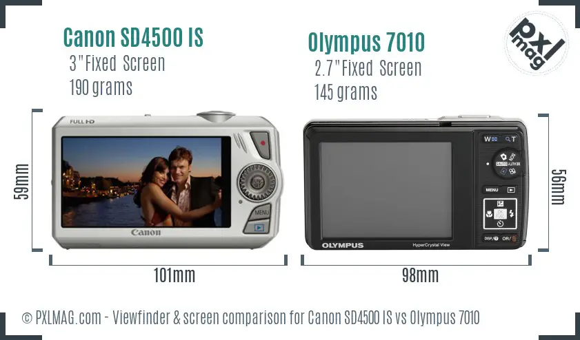 Canon SD4500 IS vs Olympus 7010 Screen and Viewfinder comparison
