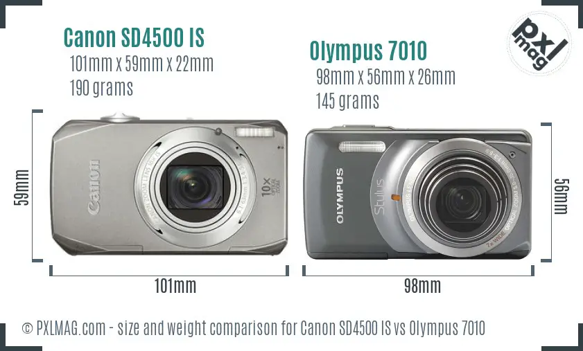 Canon SD4500 IS vs Olympus 7010 size comparison