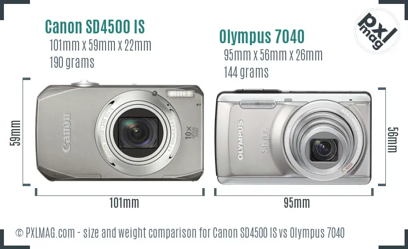 Canon SD4500 IS vs Olympus 7040 size comparison