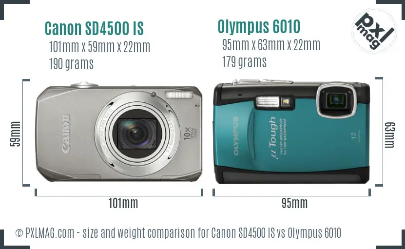 Canon SD4500 IS vs Olympus 6010 size comparison