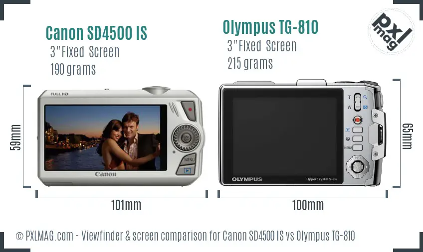 Canon SD4500 IS vs Olympus TG-810 Screen and Viewfinder comparison