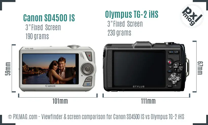 Canon SD4500 IS vs Olympus TG-2 iHS Screen and Viewfinder comparison