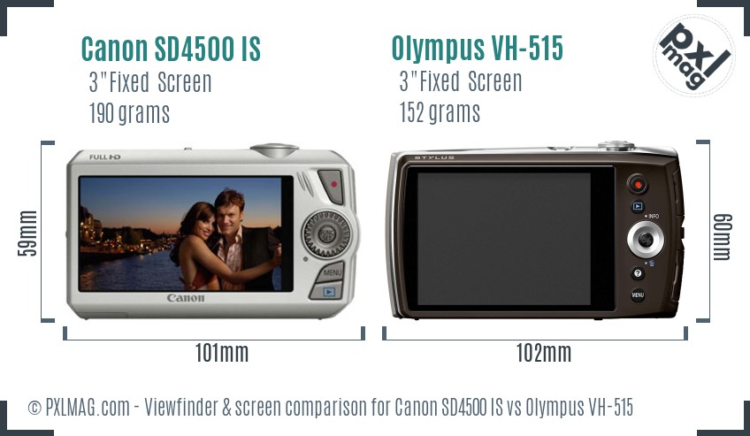 Canon SD4500 IS vs Olympus VH-515 Screen and Viewfinder comparison
