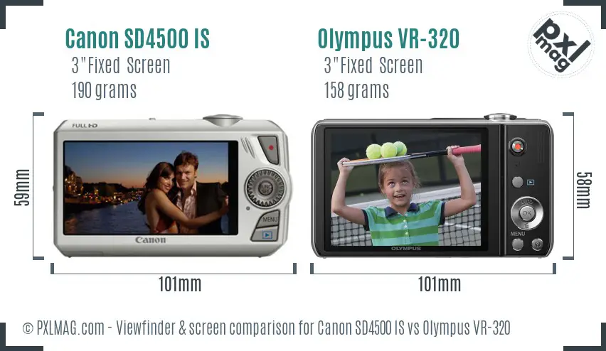 Canon SD4500 IS vs Olympus VR-320 Screen and Viewfinder comparison