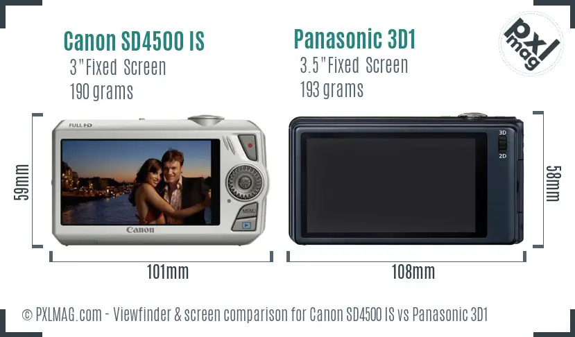 Canon SD4500 IS vs Panasonic 3D1 Screen and Viewfinder comparison Canon SD4500 IS vs Panasonic 3D1 Screen and Viewfinder comparison