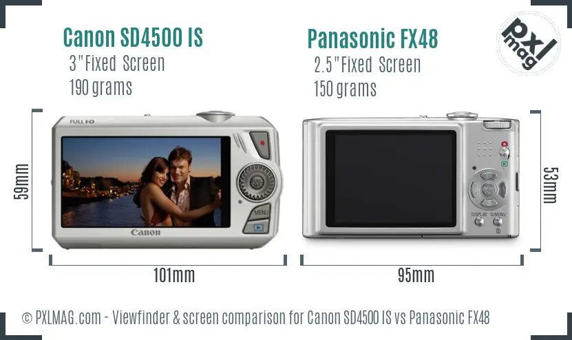 Canon SD4500 IS vs Panasonic FX48 Screen and Viewfinder comparison Canon SD4500 IS vs Panasonic FX48 Screen and Viewfinder comparison