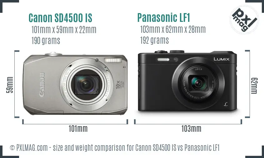 Canon SD4500 IS vs Panasonic LF1 size comparison Canon SD4500 IS vs Panasonic LF1 size comparison