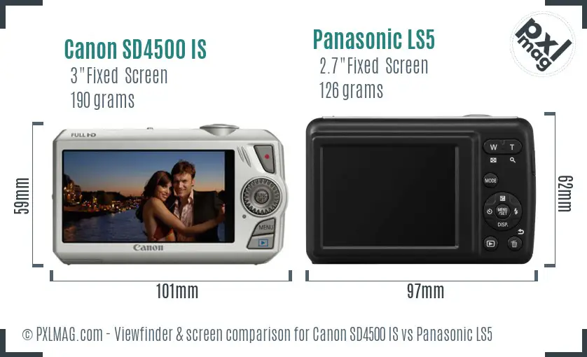 Canon SD4500 IS vs Panasonic LS5 Screen and Viewfinder comparison