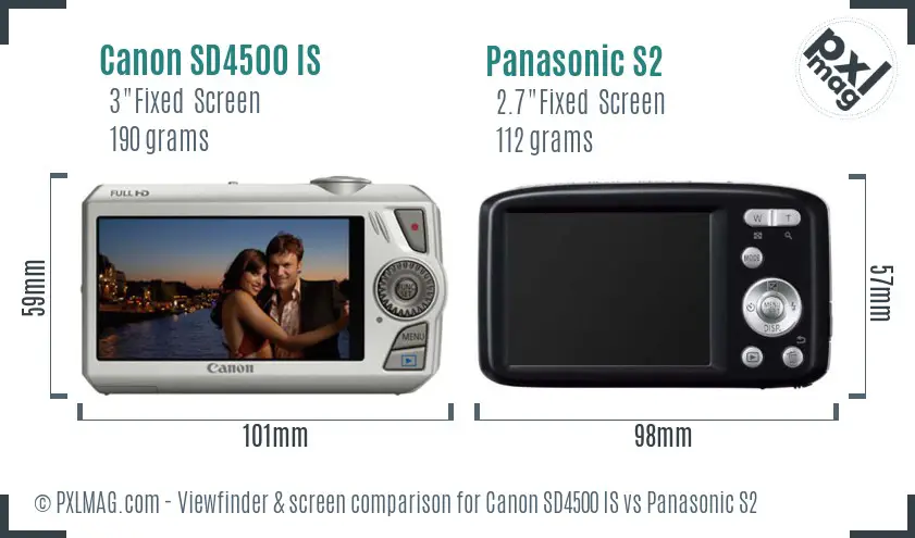 Canon SD4500 IS vs Panasonic S2 Screen and Viewfinder comparison Canon SD4500 IS vs Panasonic S2 Screen and Viewfinder comparison
