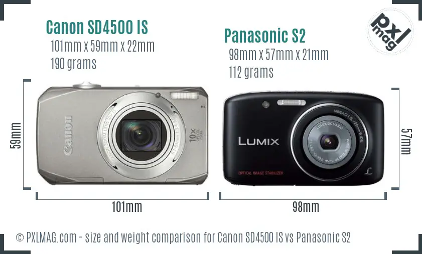 Canon SD4500 IS vs Panasonic S2 size comparison Canon SD4500 IS vs Panasonic S2 size comparison