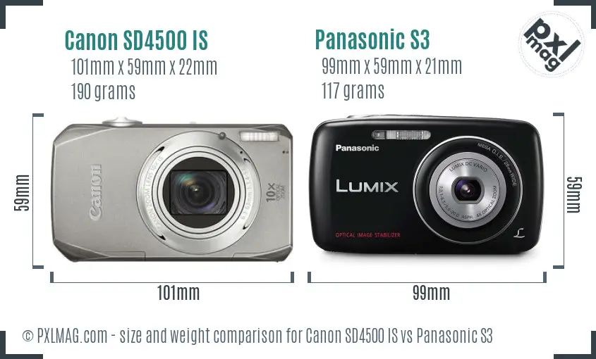Canon SD4500 IS vs Panasonic S3 size comparison Canon SD4500 IS vs Panasonic S3 size comparison