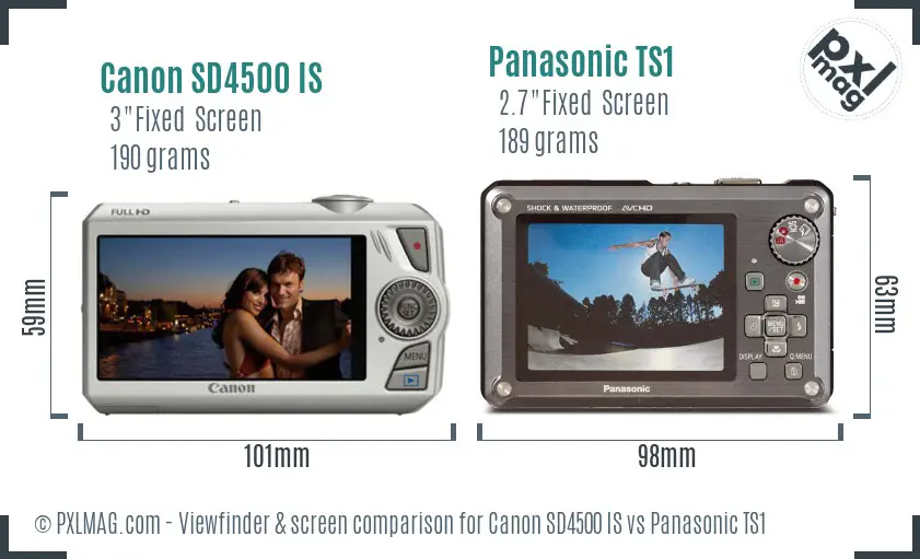 Canon SD4500 IS vs Panasonic TS1 Screen and Viewfinder comparison