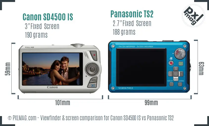 Canon SD4500 IS vs Panasonic TS2 Screen and Viewfinder comparison Canon SD4500 IS vs Panasonic TS2 Screen and Viewfinder comparison