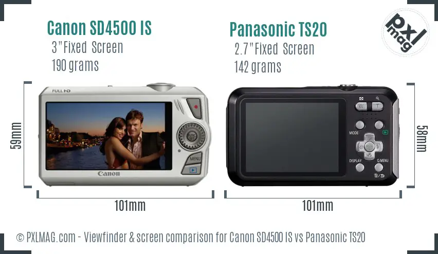 Canon SD4500 IS vs Panasonic TS20 Screen and Viewfinder comparison Canon SD4500 IS vs Panasonic TS20 Screen and Viewfinder comparison