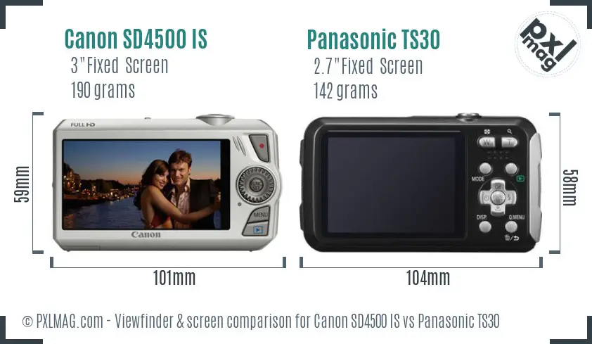 Canon SD4500 IS vs Panasonic TS30 Screen and Viewfinder comparison Canon SD4500 IS vs Panasonic TS30 Screen and Viewfinder comparison