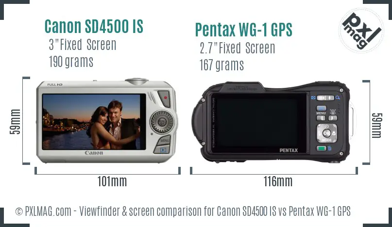 Canon SD4500 IS vs Pentax WG-1 GPS Screen and Viewfinder comparison Canon SD4500 IS vs Pentax WG-1 GPS Screen and Viewfinder comparison