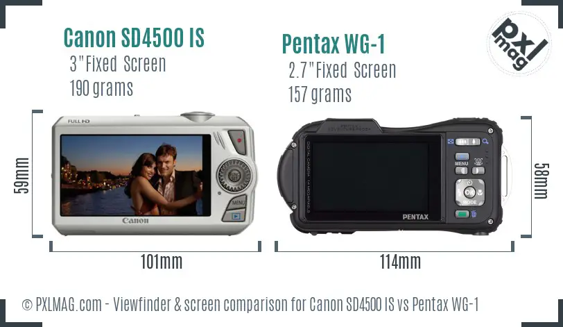 Canon SD4500 IS vs Pentax WG-1 Screen and Viewfinder comparison Canon SD4500 IS vs Pentax WG-1 Screen and Viewfinder comparison