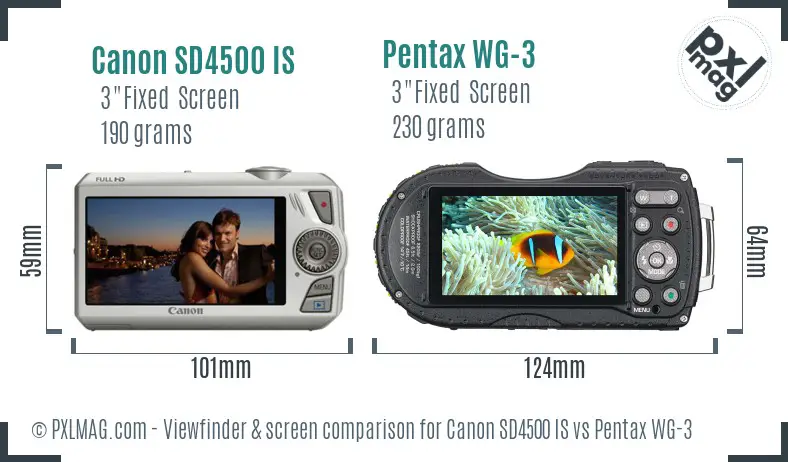 Canon SD4500 IS vs Pentax WG-3 Screen and Viewfinder comparison