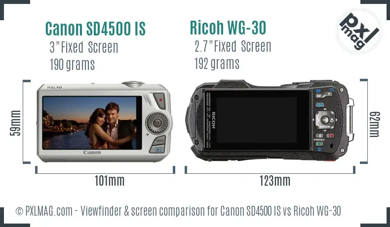 Canon SD4500 IS vs Ricoh WG-30 Screen and Viewfinder comparison Canon SD4500 IS vs Ricoh WG-30 Screen and Viewfinder comparison