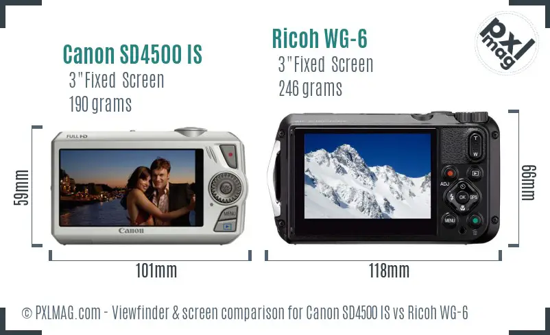 Canon SD4500 IS vs Ricoh WG-6 Screen and Viewfinder comparison