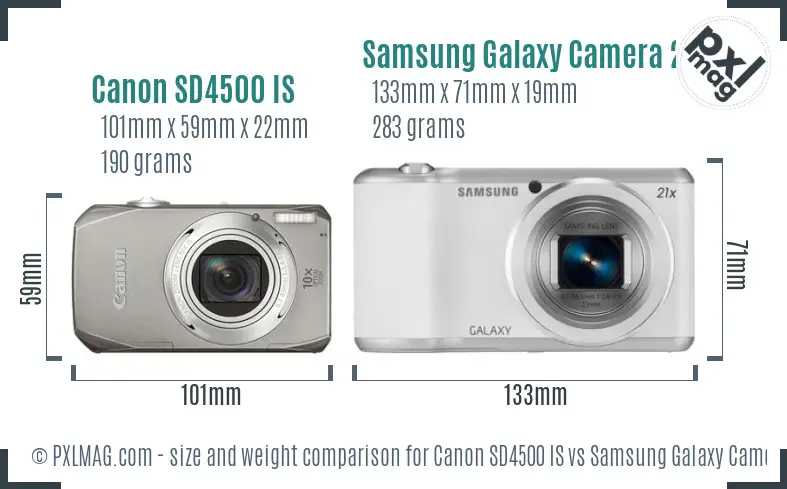 Canon SD4500 IS vs Samsung Galaxy Camera 2 size comparison Canon SD4500 IS vs Samsung Galaxy Camera 2 size comparison