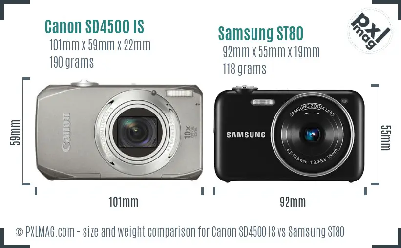 Canon SD4500 IS vs Samsung ST80 size comparison