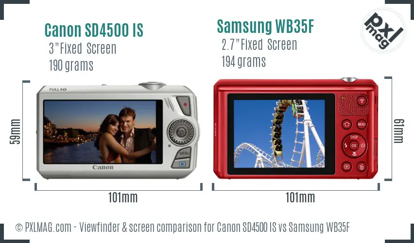 Canon SD4500 IS vs Samsung WB35F Screen and Viewfinder comparison Canon SD4500 IS vs Samsung WB35F Screen and Viewfinder comparison