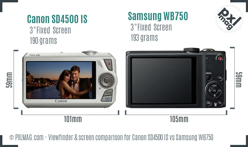 Canon SD4500 IS vs Samsung WB750 Screen and Viewfinder comparison Canon SD4500 IS vs Samsung WB750 Screen and Viewfinder comparison
