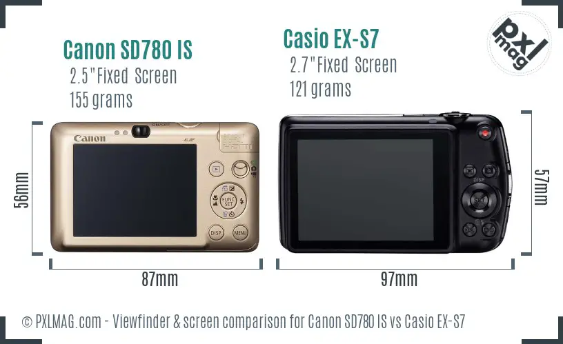 Canon SD780 IS vs Casio EX-S7 Screen and Viewfinder comparison Canon SD780 IS vs Casio EX-S7 Screen and Viewfinder comparison