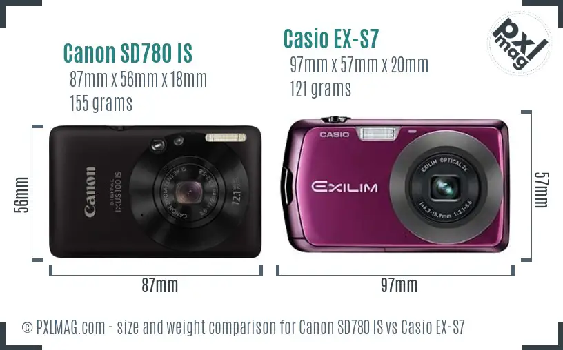 Canon SD780 IS vs Casio EX-S7 size comparison Canon SD780 IS vs Casio EX-S7 size comparison