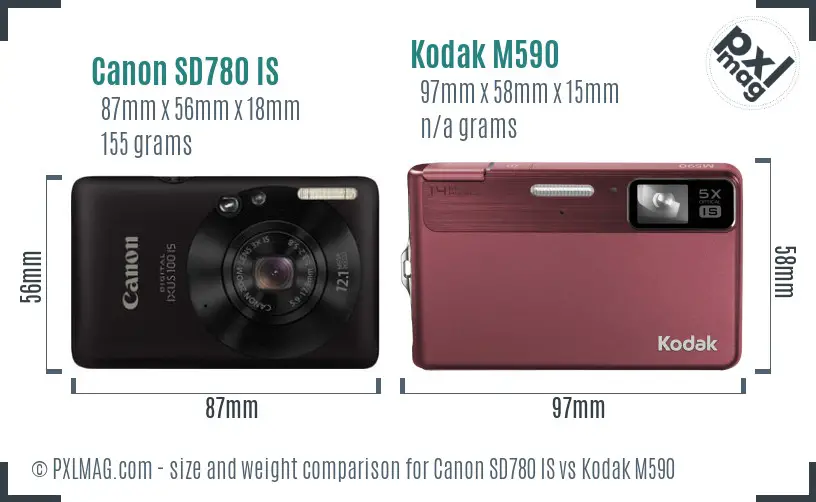 Canon SD780 IS vs Kodak M590 size comparison