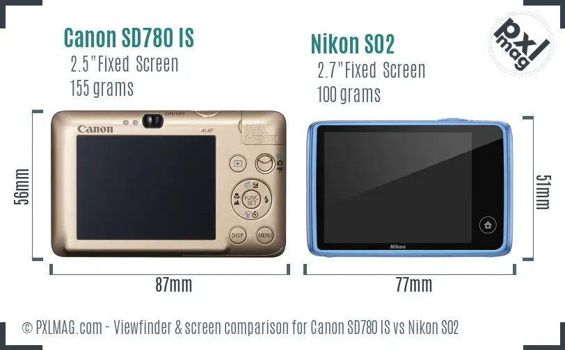 Canon SD780 IS vs Nikon S02 Screen and Viewfinder comparison Canon SD780 IS vs Nikon S02 Screen and Viewfinder comparison