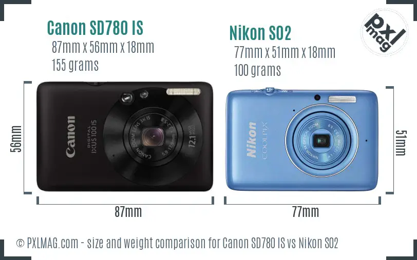Canon SD780 IS vs Nikon S02 size comparison Canon SD780 IS vs Nikon S02 size comparison