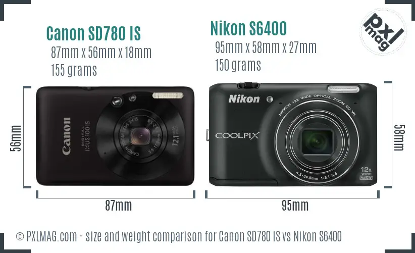 Canon SD780 IS vs Nikon S6400 size comparison