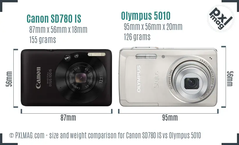 Canon SD780 IS vs Olympus 5010 size comparison Canon SD780 IS vs Olympus 5010 size comparison